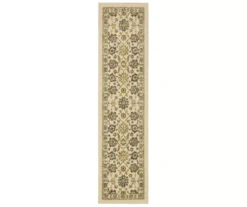 Banton Cream & Neutral Ornamental Floral Area Rug, (2' X 8')