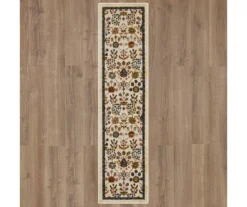 Muskberry Cream & Brown Floral Area Rug, (2' X 8') -Carpet Promotion 810600498 A0 2 1