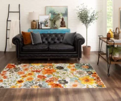 White, Green & Orange Blossoms Area Rug, (5' X 8') 13 White, Green & Orange Blossoms Area Rug, (5' X 8') -Carpet Promotion 810600504 A0 3