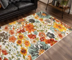 White, Green & Orange Blossoms Area Rug, (5' X 8') 16 White, Green & Orange Blossoms Area Rug, (5' X 8') -Carpet Promotion 810600504 A0 4