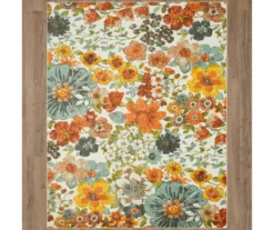 White, Green & Orange Blossoms Area Rug, (8' X 10') 12 White, Green & Orange Blossoms Area Rug, (8' X 10') -Carpet Promotion 810600505 A0 2
