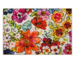 White, Yellow & Red Blossoms Area Rug, (2' X 3')