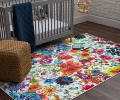 White, Yellow & Red Blossoms Area Rug, (5' X 8') -Carpet Promotion 810600510 A0 4