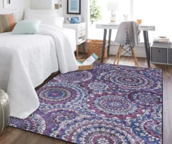 Florence Purple, Blue & White Medallion Area Rug, (5' X 8') -Carpet Promotion 810600512 A0 3