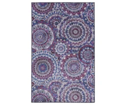 Florence Purple, Blue & White Medallion Area Rug, (8' X 10')