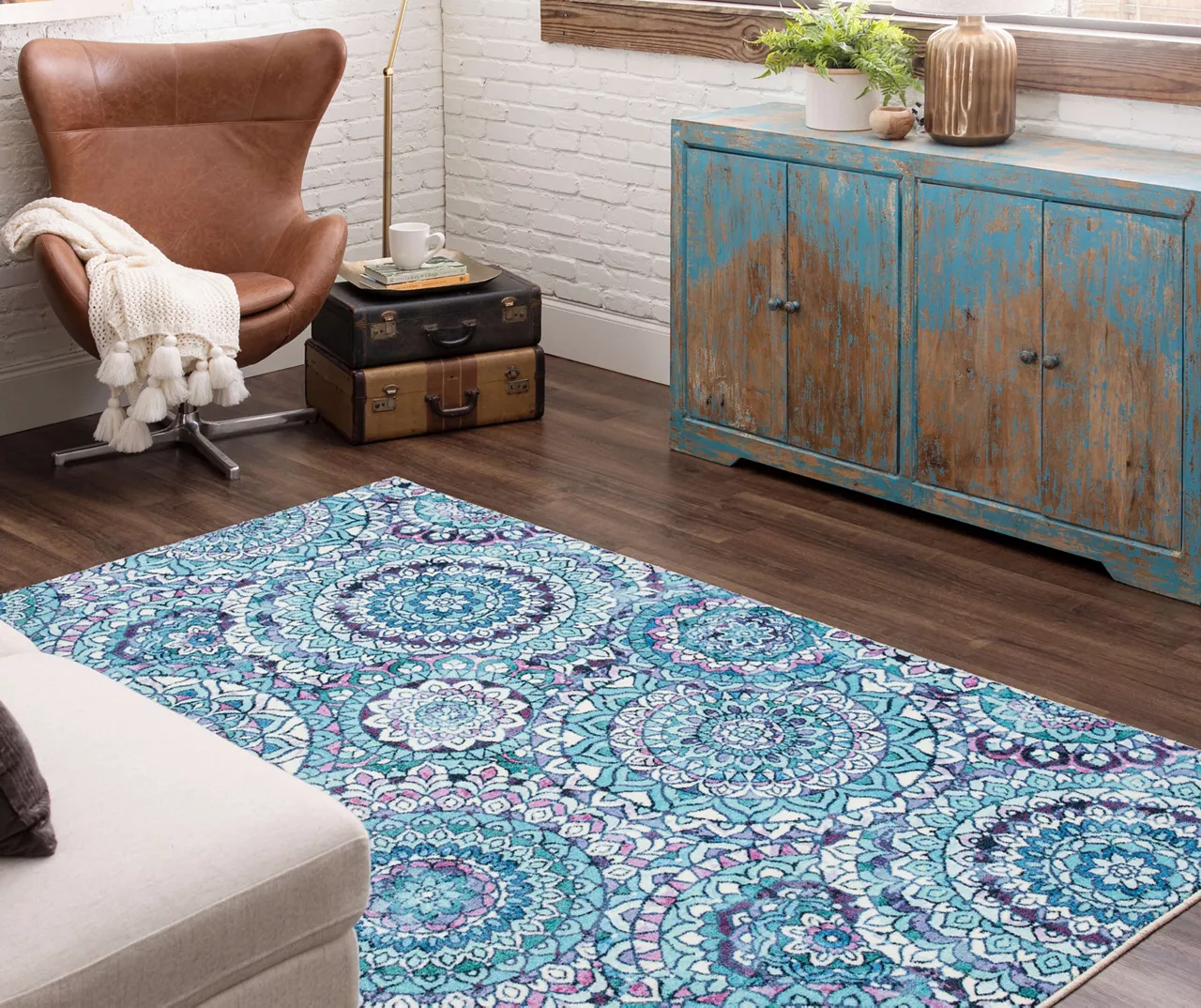 Mohawk Home Florence Medallion Seafoam Area Rug 9 Mohawk Home Florence Medallion Seafoam Area Rug - Image 9