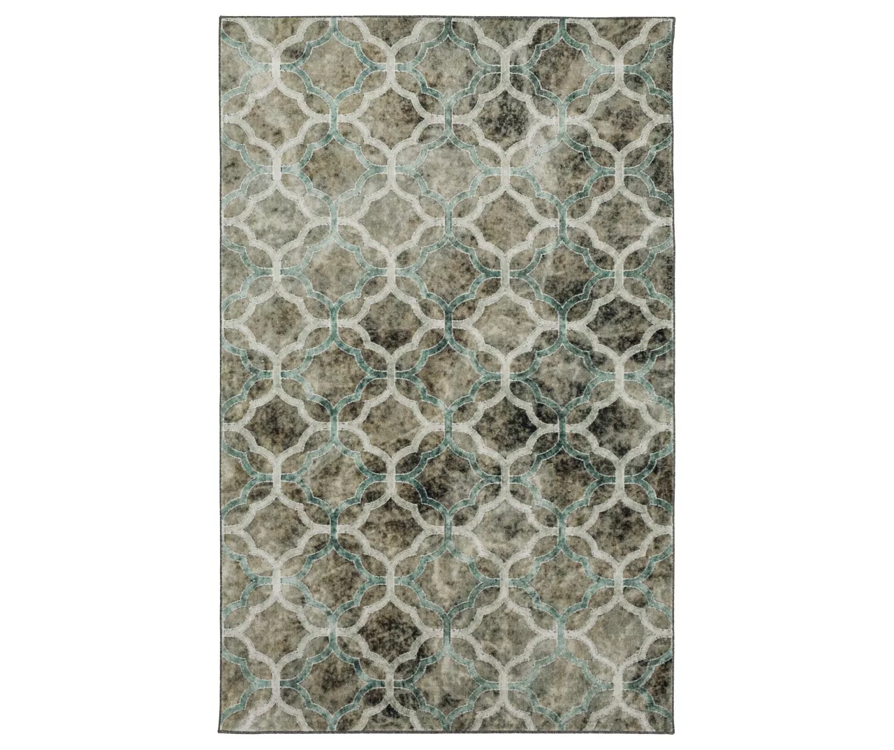 Quatrefoil Fret Charcoal & Dark Teal Area Rug, (4' X 6') 1 Quatrefoil Fret Charcoal & Dark Teal Area Rug, (4' X 6')