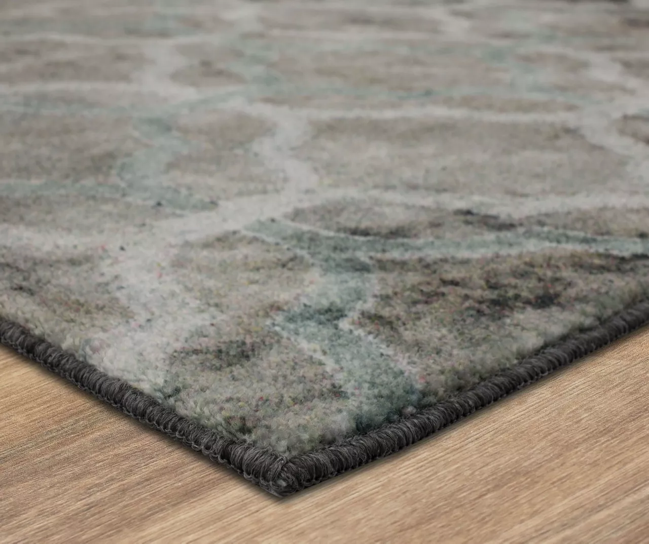 Quatrefoil Fret Charcoal & Dark Teal Area Rug, (4' X 6') 2 Quatrefoil Fret Charcoal & Dark Teal Area Rug, (4' X 6') - Image 2