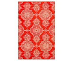 Isabella Crimson & White Mandala Area Rug, (8' X 10')