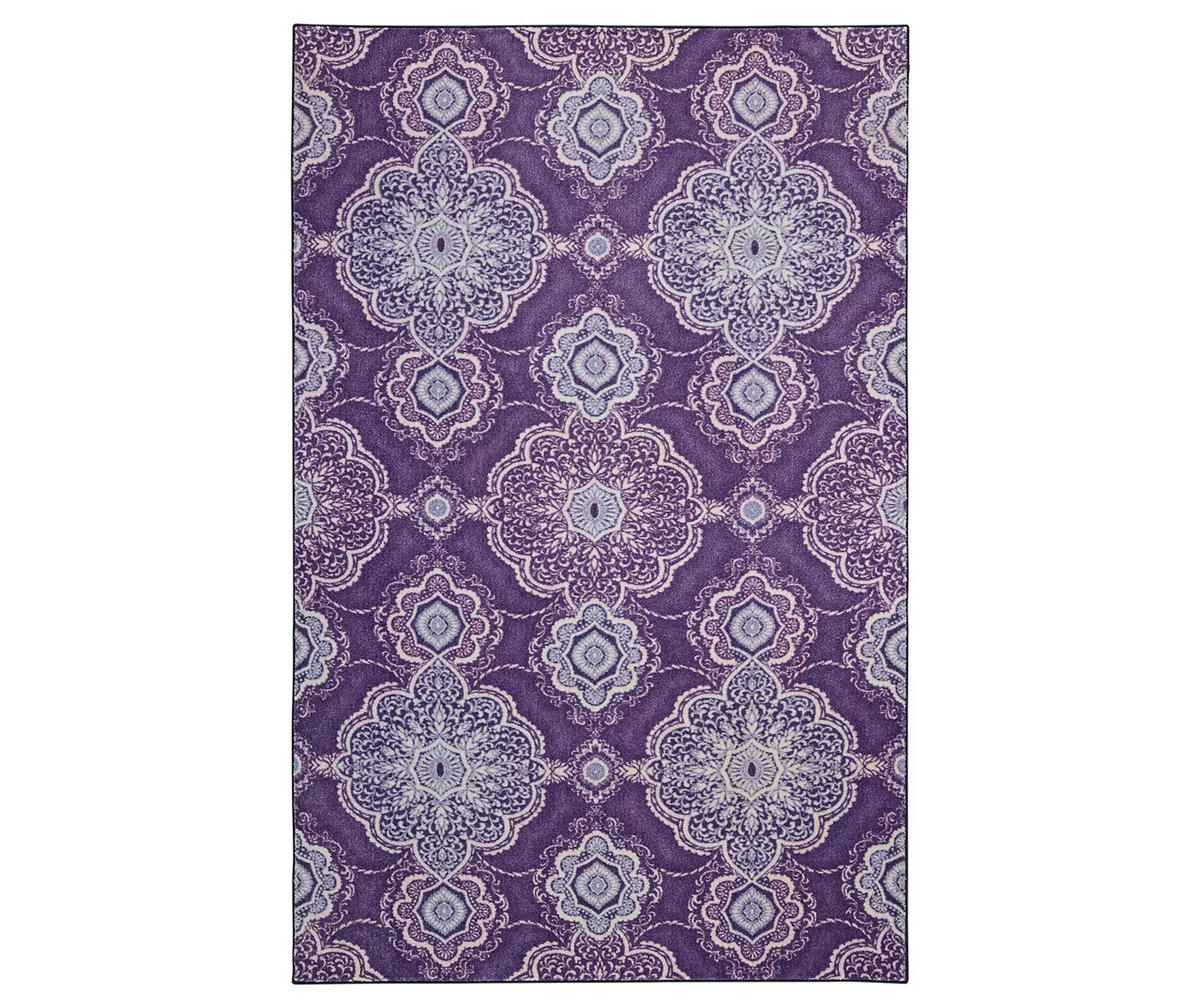 Isabella Purple & White Mandala Area Rug, (5' X 8') 1 Isabella Purple & White Mandala Area Rug, (5' X 8')
