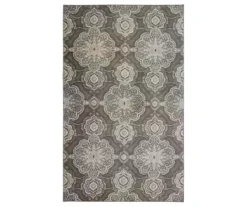 Isabella Gray & White Mandala Area Rug, (5' X 8')