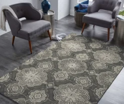 Isabella Gray & White Mandala Area Rug, (5' X 8') -Carpet Promotion 810600529 A0 3