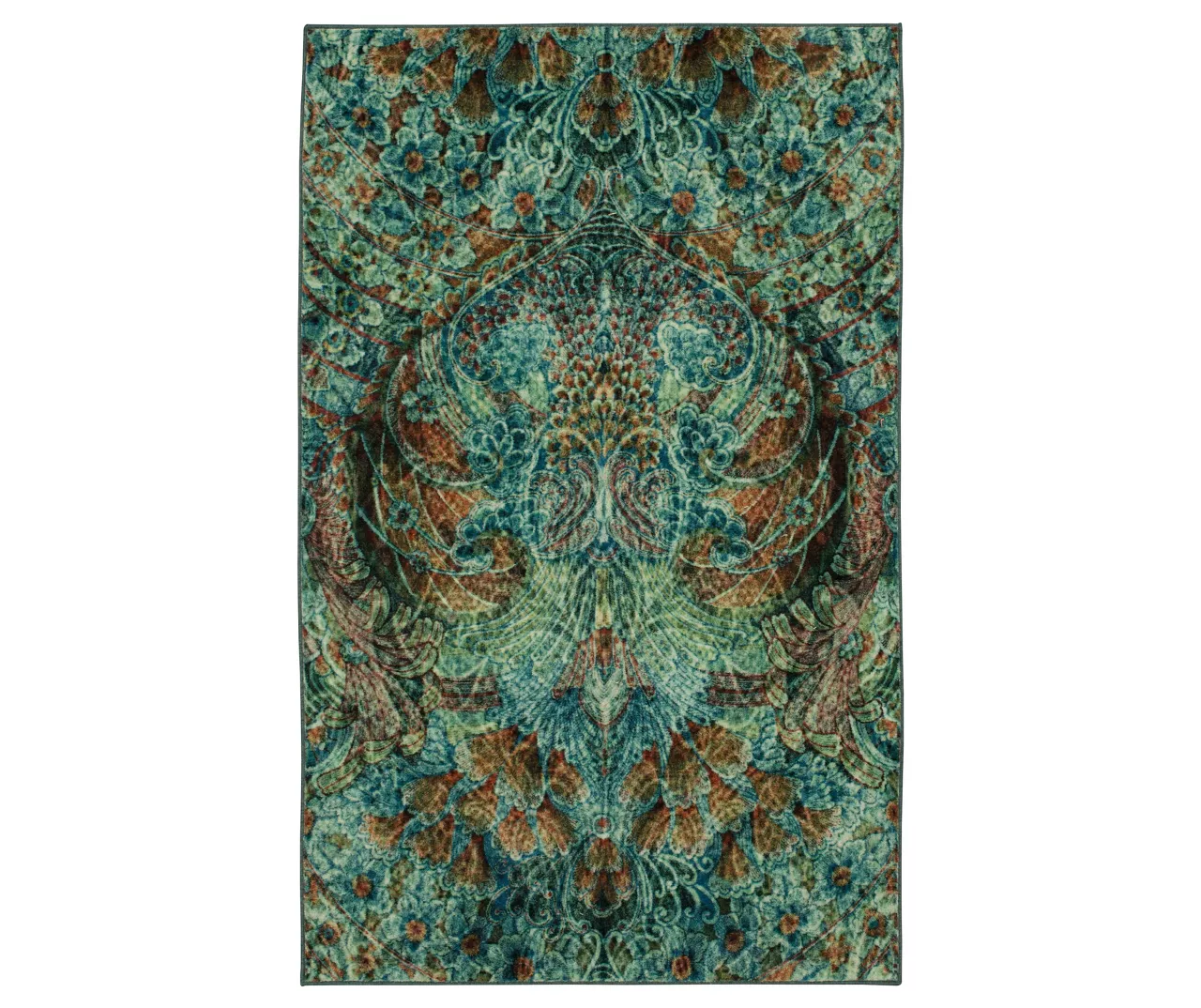 Lova Blue & Brown Floral Paisley Area Rug, (5' X 8') 1 Lova Blue & Brown Floral Paisley Area Rug, (5' X 8')