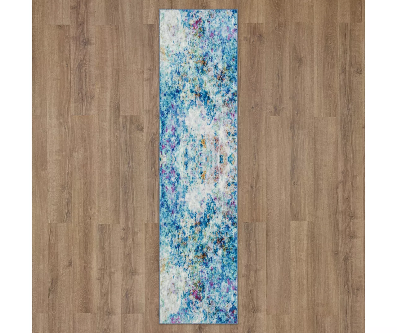 Art Explosion Blue & White Abstract Area Rug, (2' X 8') 4 Art Explosion Blue & White Abstract Area Rug, (2' X 8') - Image 4