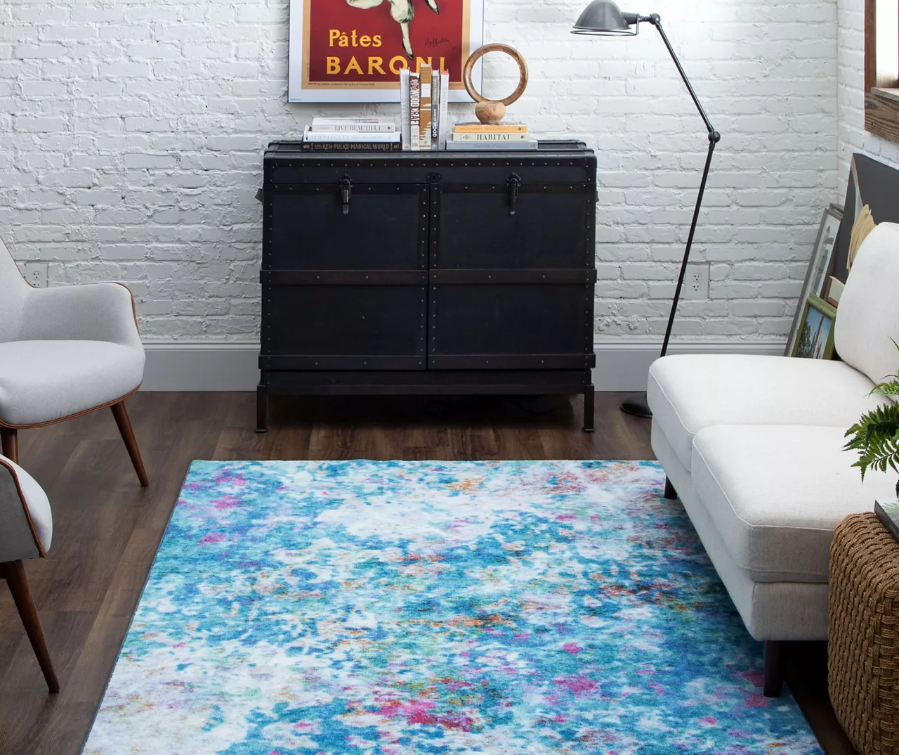 Art Explosion Blue & White Abstract Area Rug, (5' X 8') 6 Art Explosion Blue & White Abstract Area Rug, (5' X 8') - Image 6