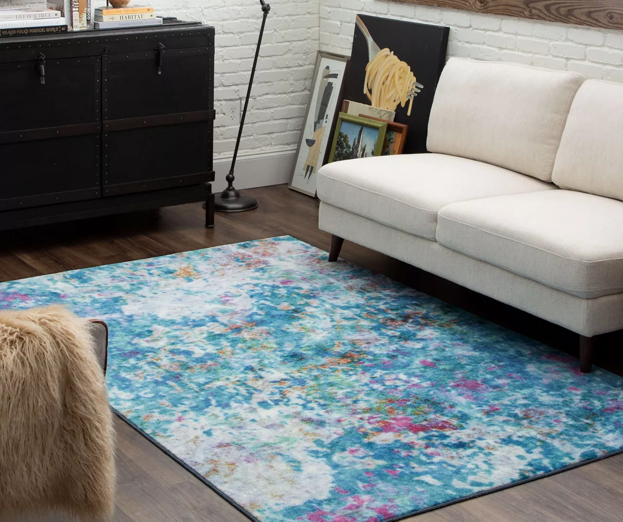 Art Explosion Blue & White Abstract Area Rug, (5' X 8') 8 Art Explosion Blue & White Abstract Area Rug, (5' X 8') - Image 8