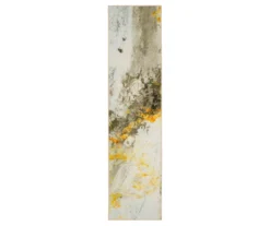 Gold Vein Gray & Yellow Abstract Area Rug, (2' X 8')