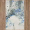 Gold Vein Gray & Blue Abstract Area Rug, (5' X 8')