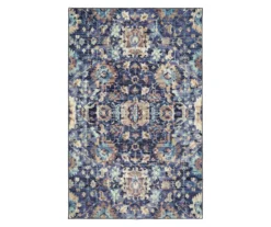 Mansfield Blue & Tan Ornamental Floral Area Rug, (5' X 8')