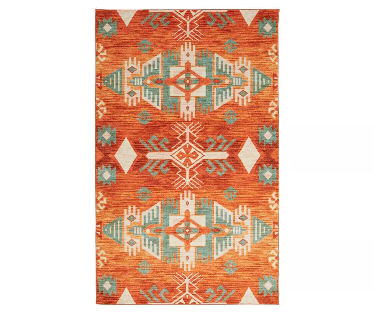 Eidenau Orange & Mint Geometric Area Rug, (5' X 8') 1 Eidenau Orange & Mint Geometric Area Rug, (5' X 8')