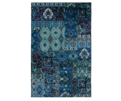 Odell Navy & Gray Pattern Patchwork Area Rug, (5' X 8')