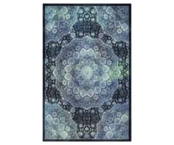 Joliet Black & Blue Mandala Area Rug, (5' X 8')