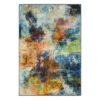 Decollage Blue & Orange Abstract Area Rug, (2' X 3')