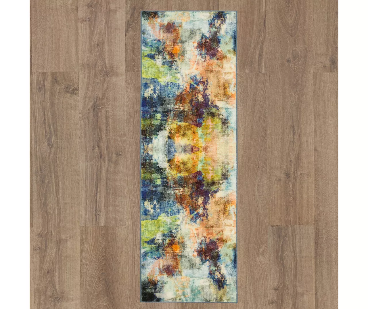 Decollage Blue & Orange Abstract Area Rug, (2' X 8') 3 Decollage Blue & Orange Abstract Area Rug, (2' X 8') - Image 3
