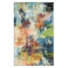 Decollage Blue & Orange Abstract Area Rug, (4' X 6')