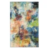 Decollage Blue & Orange Abstract Area Rug, (8' X 10')