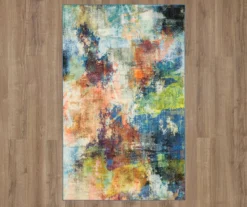 Decollage Blue & Orange Abstract Area Rug, (8' X 10') -Carpet Promotion 810600621 A0 2 1