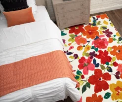 White & Jewel-Tone Bright Floral Area Rug, (5' X 8') -Carpet Promotion 810600624 A0 4