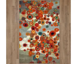 Tossed Floral Orange & Multi-Color Area Rug, (5' X 8') -Carpet Promotion 810600629 A0 2