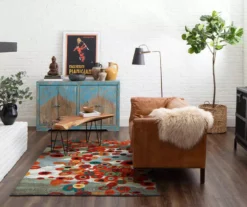 Tossed Floral Orange & Multi-Color Area Rug, (5' X 8') -Carpet Promotion 810600629 A0 3