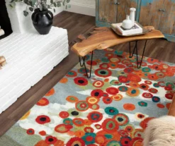 Tossed Floral Orange & Multi-Color Area Rug, (5' X 8') -Carpet Promotion 810600629 A0 4
