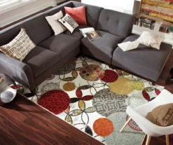 Mohawk Give & Take White, Gray & Orange Kaleidoscope Area Rug -Carpet Promotion 810600632 A0 3