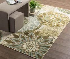 Mohawk Inspired India Beige & Dusty Blue Medallion Area Rug -Carpet Promotion 810600635 A0 4 1
