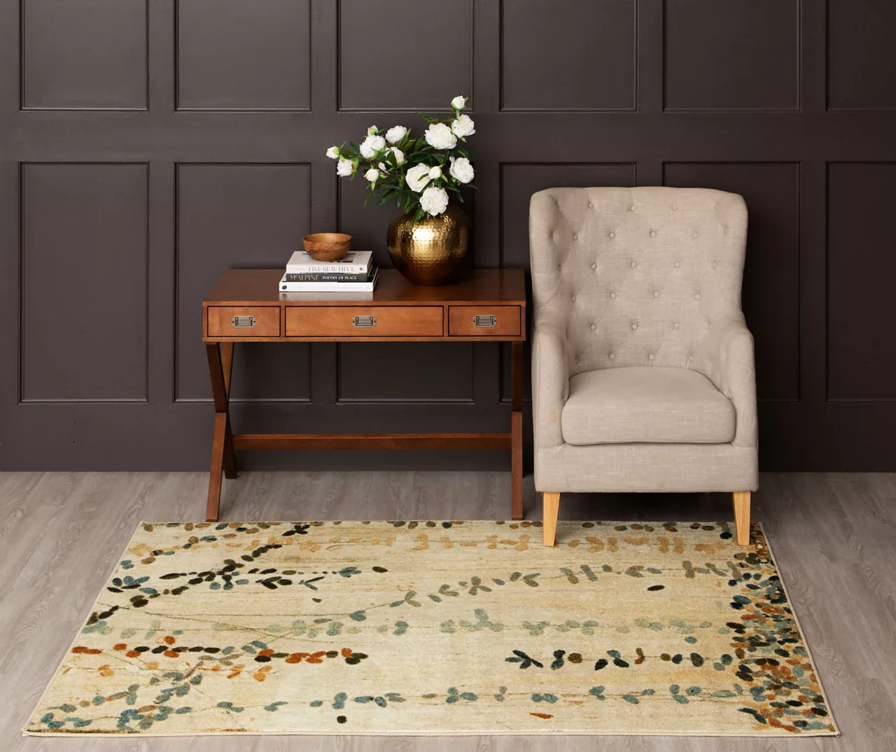 Trailing Vines Beige & Green Botanical Area Rug, (5' X 7') 5 Trailing Vines Beige & Green Botanical Area Rug, (5' X 7') - Image 5