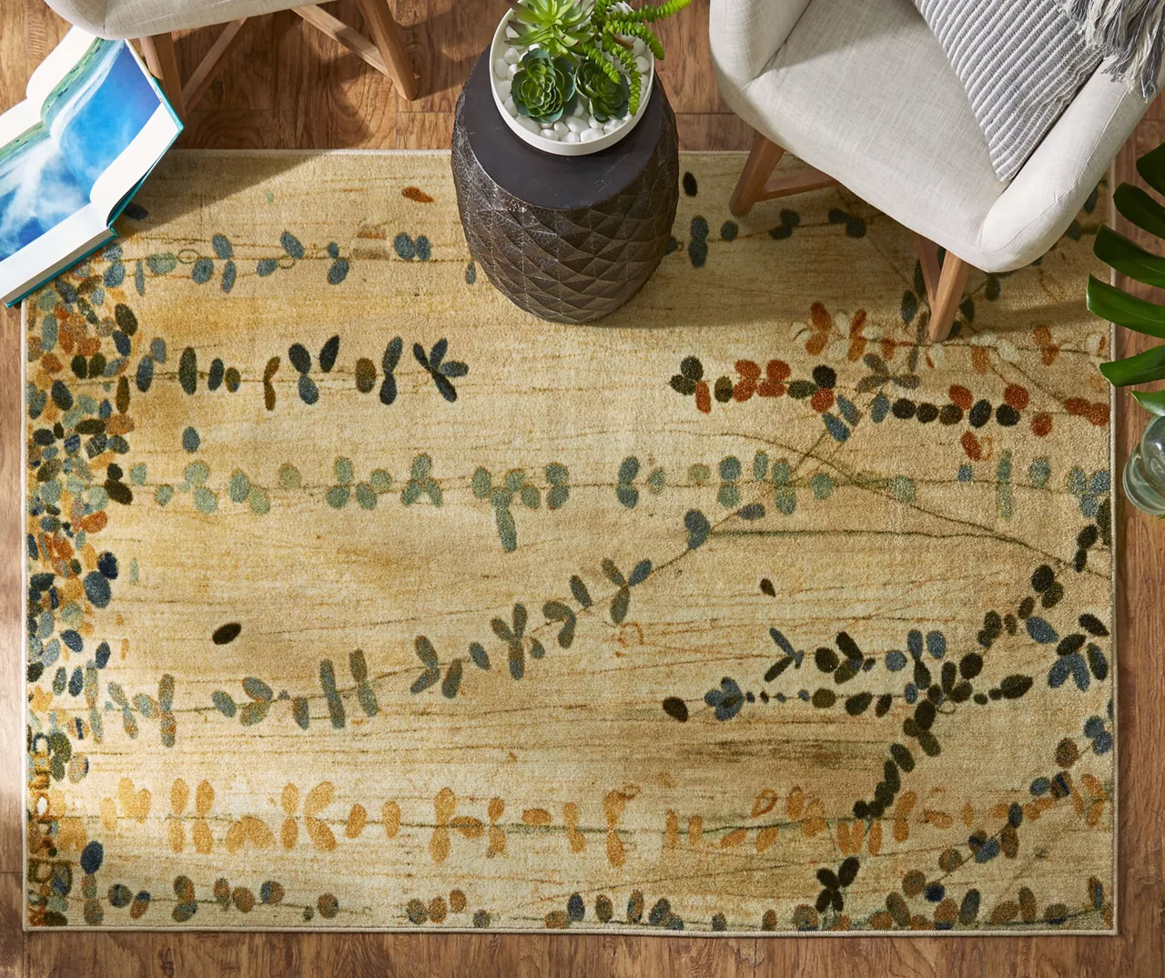 Mohawk Trailing Vines Beige & Green Botanical Area Rug 14 Mohawk Trailing Vines Beige & Green Botanical Area Rug - Image 14