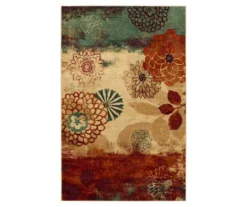 Pandora Earth-Tone Floral Area Rug, (5' X 8')