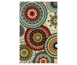 Suzani Blue & Red Medallion Area Rug, (5' X 8')