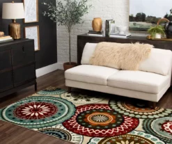 Mohawk Suzani Blue & Red Medallion Area Rug -Carpet Promotion 810600648 A0 3