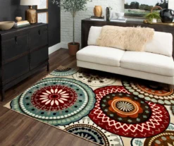Suzani Blue & Red Medallion Area Rug, (5' X 8') 16 Suzani Blue & Red Medallion Area Rug, (5' X 8') -Carpet Promotion 810600648 A0 4 1