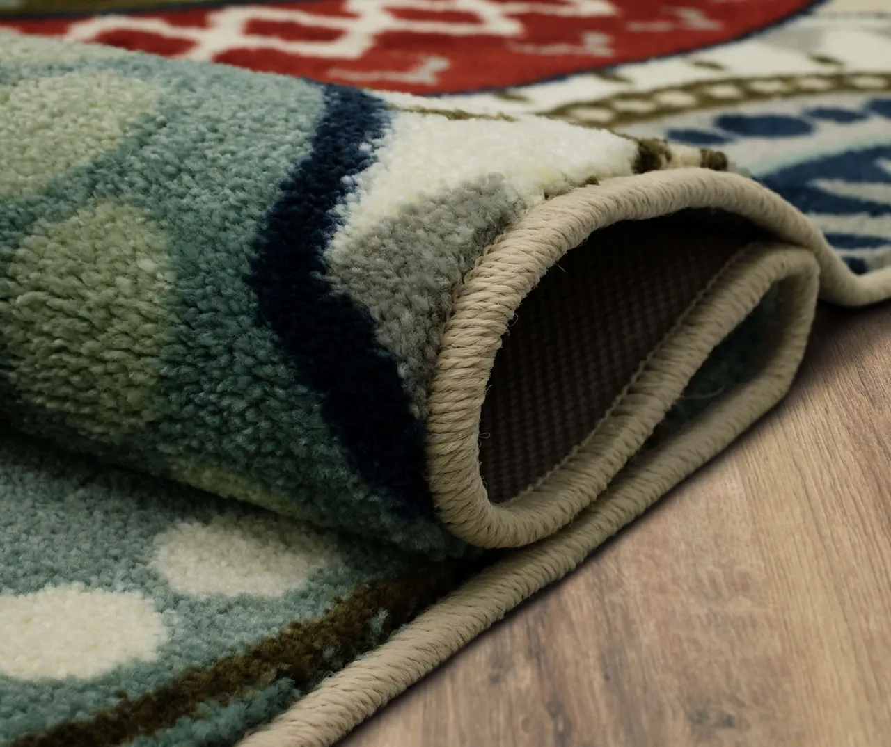 Suzani Blue & Red Medallion Area Rug, (5' X 8') 9 Suzani Blue & Red Medallion Area Rug, (5' X 8') - Image 9