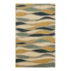 Line Works Yellow & Aqua Wavy Stripe Area Rug, (5' X 8')