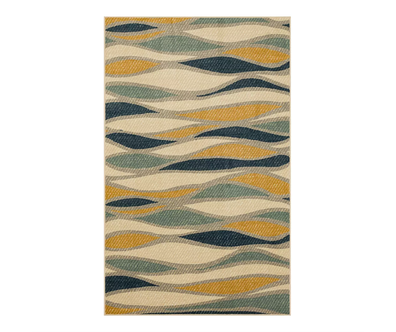 Line Works Yellow & Aqua Wavy Stripe Area Rug, (5' X 8') 1 Line Works Yellow & Aqua Wavy Stripe Area Rug, (5' X 8')