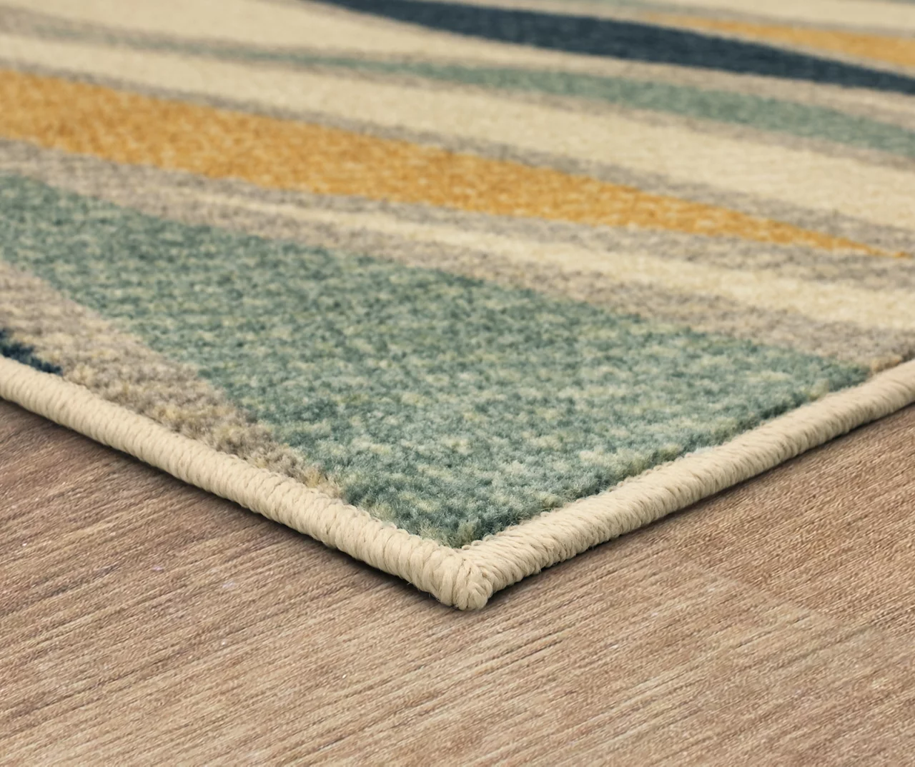 Line Works Yellow & Aqua Wavy Stripe Area Rug, (5' X 8') 2 Line Works Yellow & Aqua Wavy Stripe Area Rug, (5' X 8') - Image 2