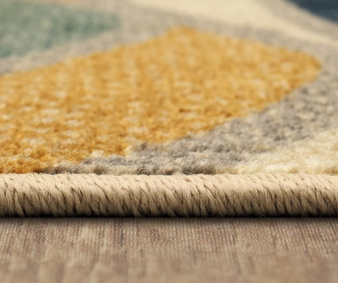 Line Works Yellow & Aqua Wavy Stripe Area Rug, (5' X 8') 7 Line Works Yellow & Aqua Wavy Stripe Area Rug, (5' X 8') - Image 7