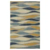 Line Works Yellow & Aqua Wavy Stripe Area Rug, (7.5' X 10')