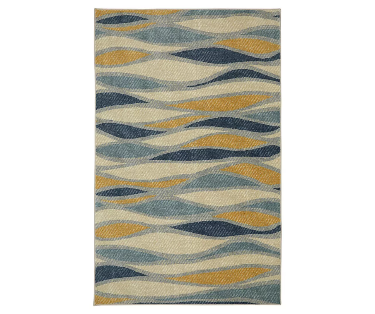 Line Works Yellow & Aqua Wavy Stripe Area Rug, (7.5' X 10') 2 Line Works Yellow & Aqua Wavy Stripe Area Rug, (7.5' X 10') - Image 2